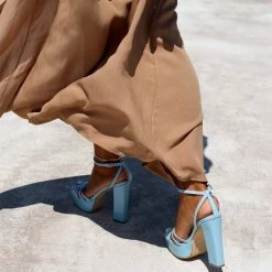 Tfp λουστρίνι πέδιλα με ψηλό τακούνι - Γαλάζιο -Γόβες Εκπτώσεις tfp loustrini pedila me psilo takouni 92973 hw7l