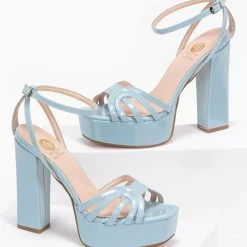 Tfp λουστρίνι πέδιλα με ψηλό τακούνι - Γαλάζιο -Γόβες Εκπτώσεις tfp loustrini pedila me psilo takouni 92973 l6fr