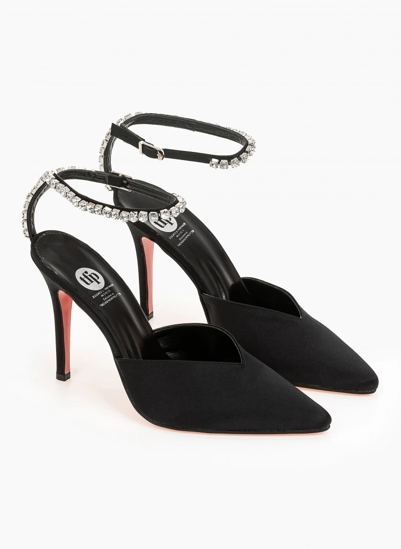 Γόβες σατεν με Strass Tfp - Μαύρο 4 Γόβες σατεν με Strass Tfp - Μαύρο - Image 4