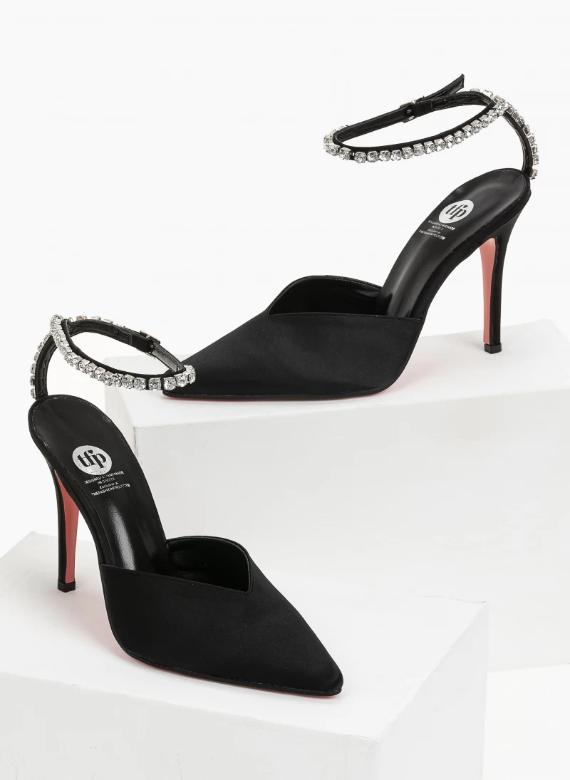 Γόβες σατεν με Strass Tfp - Μαύρο 1 Γόβες σατεν με Strass Tfp - Μαύρο