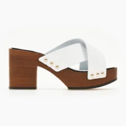 Τσόκαρα δερμάτινα με χιαστί φάσες Estil - Λευκό -Γόβες Εκπτώσεις tsokara dermatina estil me xiasti fases 105423 90nv