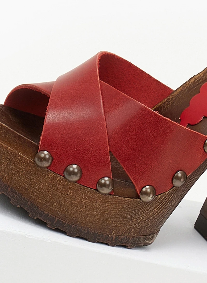 TFP Τσόκαρα δερμάτινα με ψηλό τακούνι - Κόκκινο 4 TFP Τσόκαρα δερμάτινα με ψηλό τακούνι - Κόκκινο - Image 4