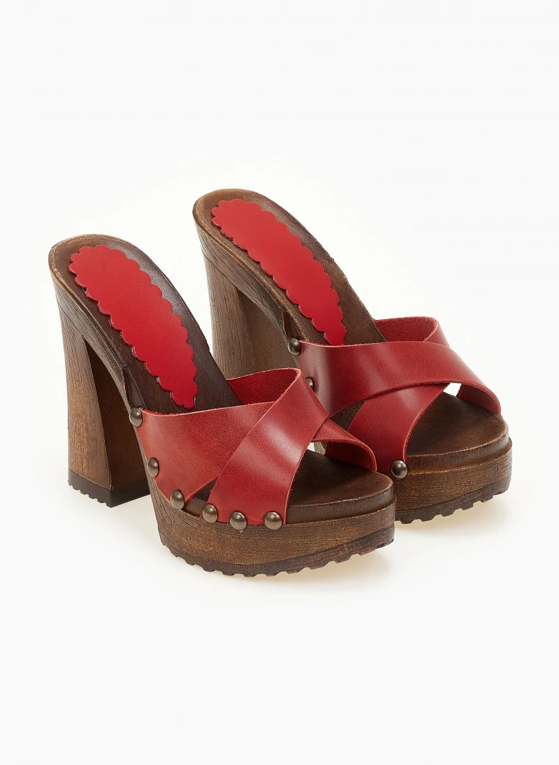 TFP Τσόκαρα δερμάτινα με ψηλό τακούνι - Κόκκινο 2 TFP Τσόκαρα δερμάτινα με ψηλό τακούνι - Κόκκινο - Image 2